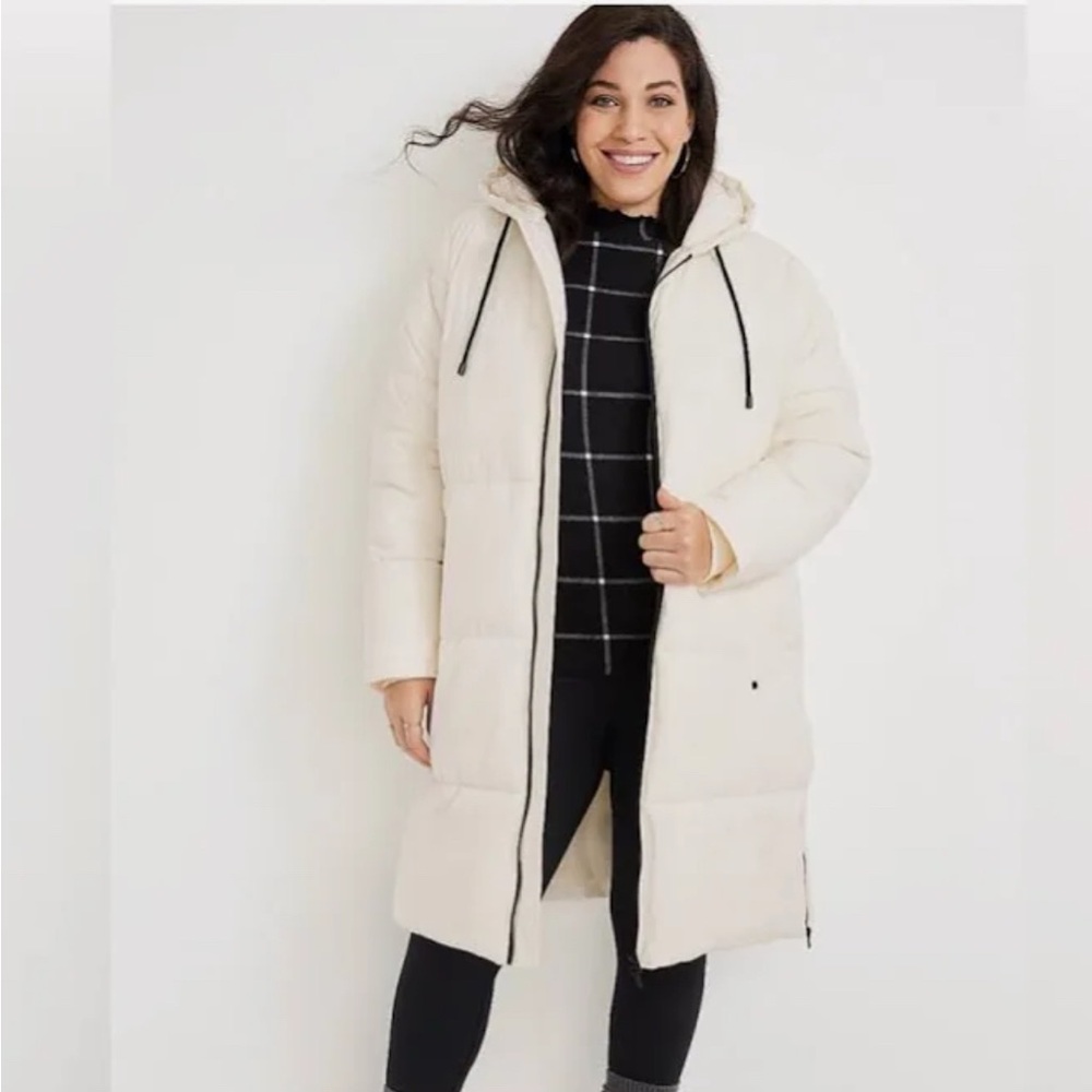 Maurices White Longlined Hooded Puffer Jacket Size 3X